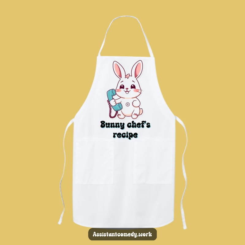 Funny Rabbit Phone Apron - Hilarious Gift for Talkative Cooks