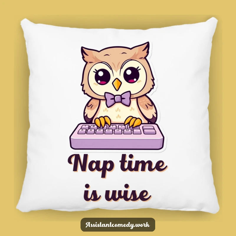 Funny Owl Bow Tie Pillow - Comfy and Hilarious Gift for Cozy Spaces
