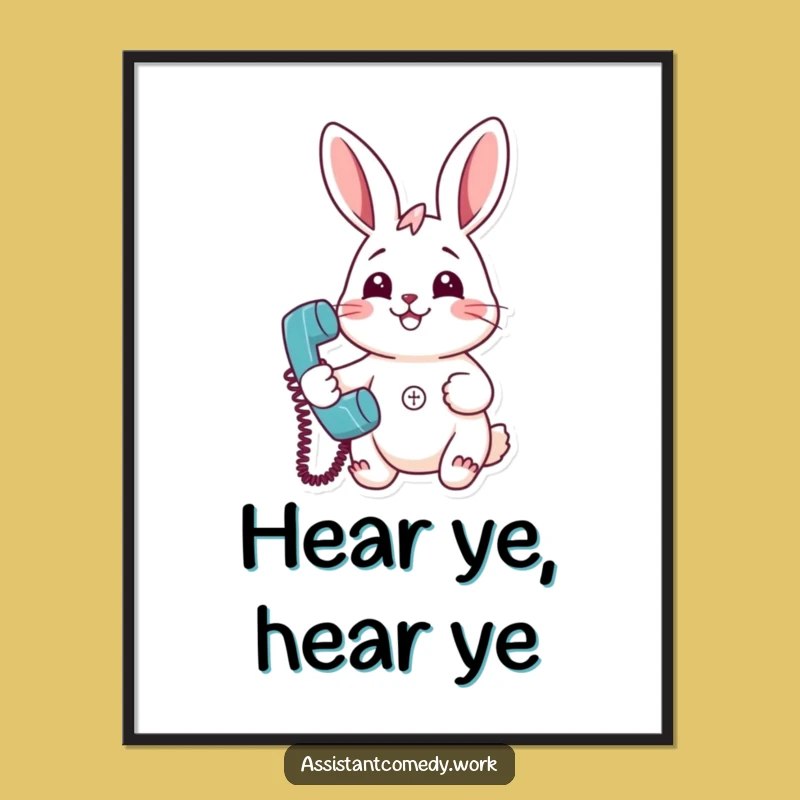 Funny Rabbit Phone Digital Art - Instant Cheerful Decor Gift