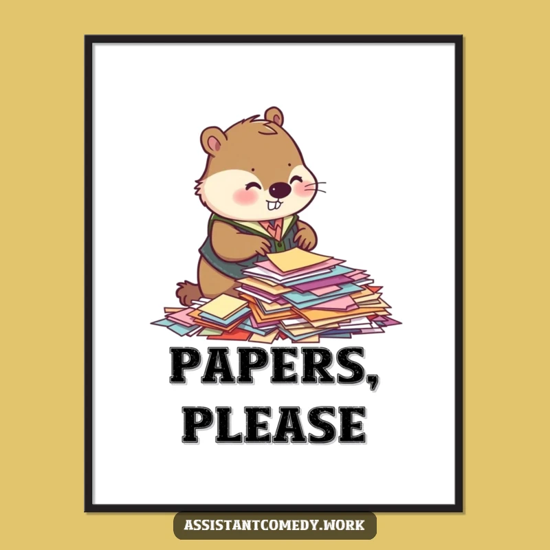 Funny Beaver Paper Sorting Poster: Motivate Your Workspace