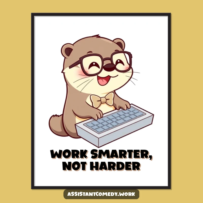 Funny Otter Typing Poster: Motivational Office Decor for Laughs