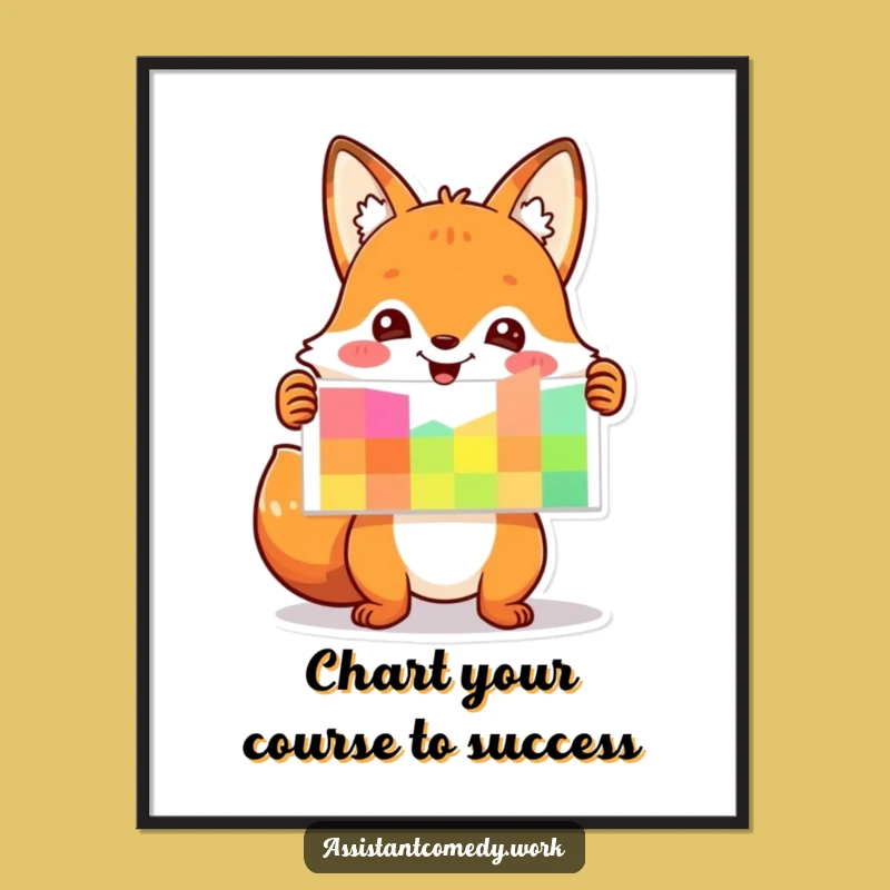 Free Printable Wall Art: Fox with Chart, Funny Downloadable Decor for Office