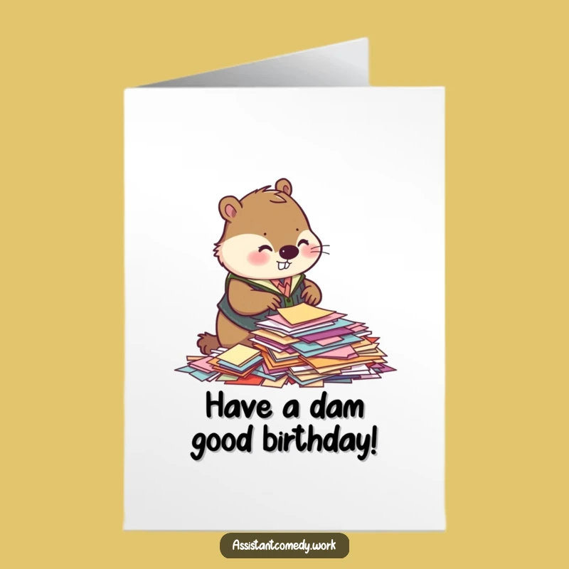 Free Printable Beaver Birthday Card: Funny Downloadable Gift for Organized Souls