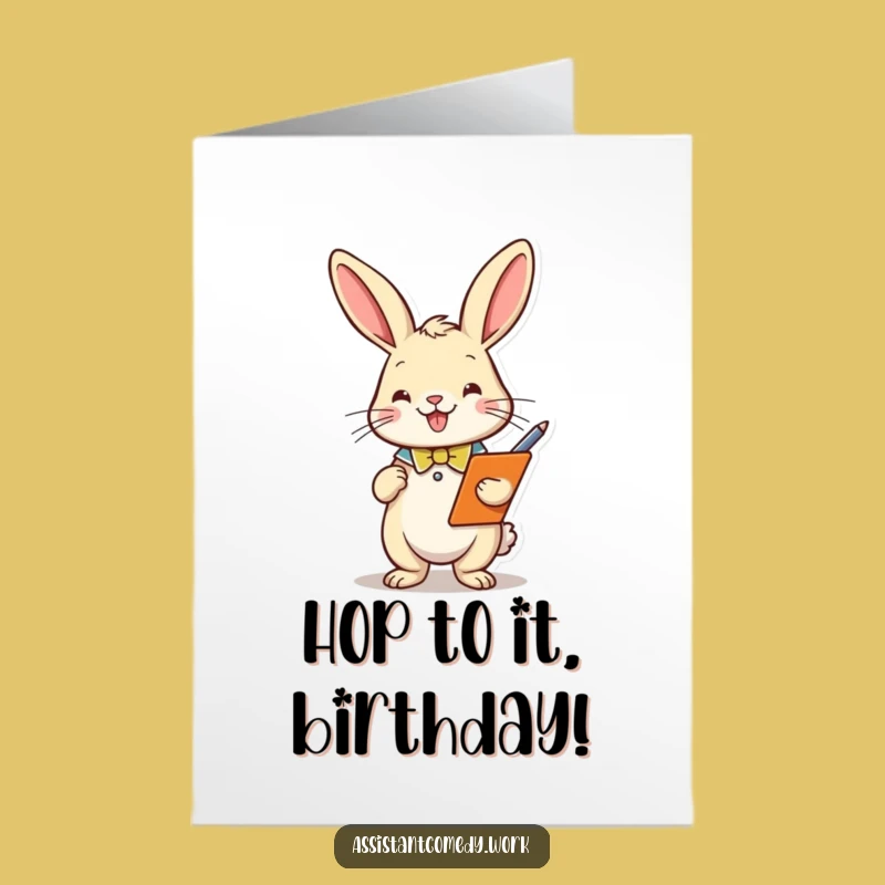 Free Printable Rabbit Birthday Card: Funny Downloadable Gift for Planners