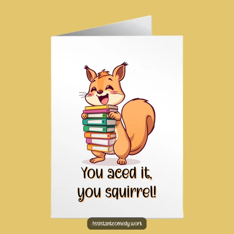 Free Printable Congrats Card: Squirrel with Files, Best Downloadable Gift for Achievers