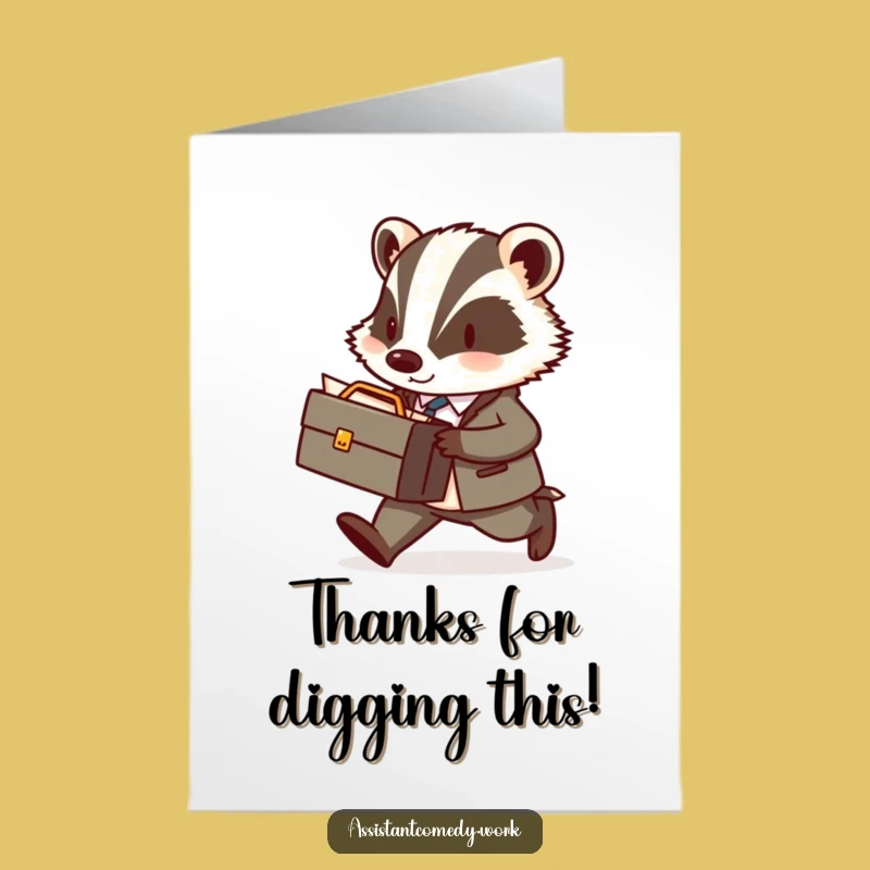 Free Printable Badger Thank You Card: Funny Downloadable Gift for Valued Support