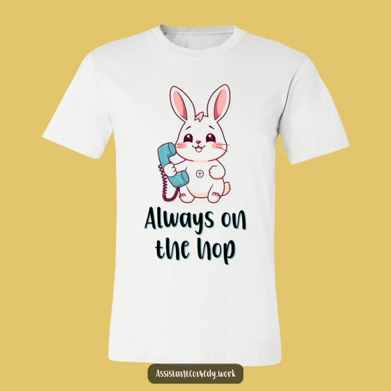 Funny Rabbit Telephone T-Shirt - Cute Gift for Talkative People
