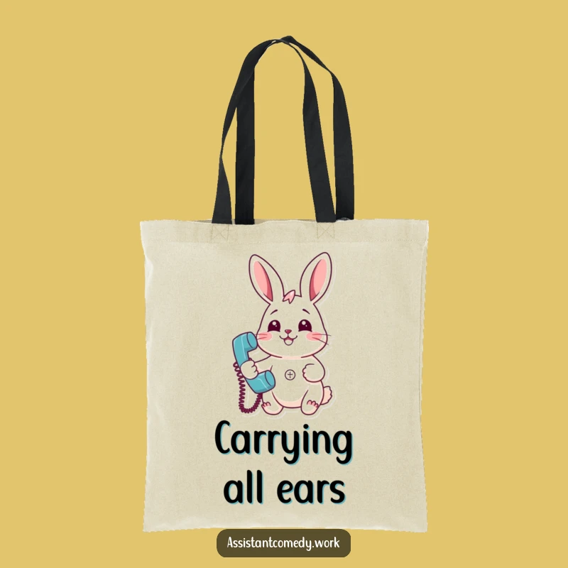 Funny Rabbit Phone Tote Bag - Hilarious Gift for Social Butterflies