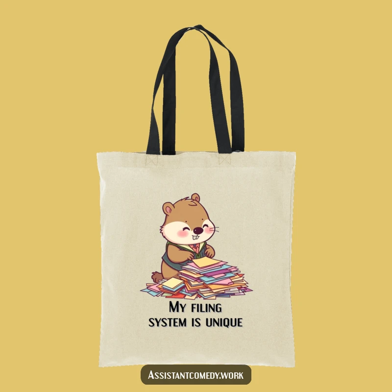 Funny Beaver Tote Bag: Carry Your Papers with Pride